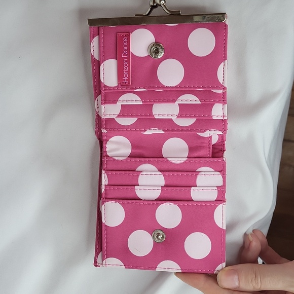 Pink Polka Dot Wallet Coin Purse with Bow New Horizon Dance 4 x 4 in - Picture 8 of 12
